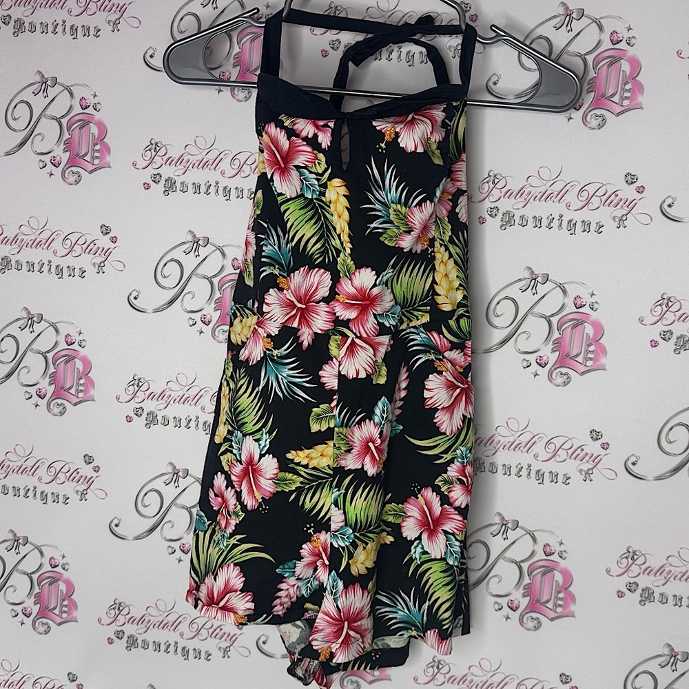 Sourpuss romper hibiscus 🌺 Hawaii flowers retro pin up floral Halter romper